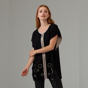 Joseph Ribkoff Black and Beige Tunic Top